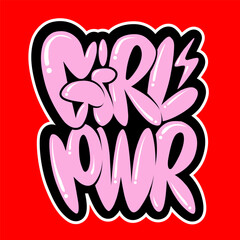  girl power graffiti bubble style text illustration
