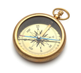 Fototapeta na wymiar Old compass on white background
