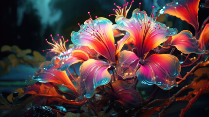 Fototapeta na wymiar Fantasy surreal flowers, exotic floral background