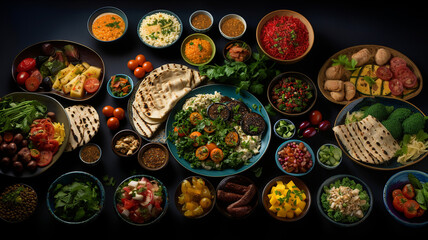 Typical Arab food and products, interesting aromas and colours - obrazy, fototapety, plakaty