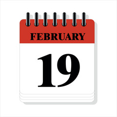 February 19 calendar date design