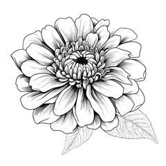 Hand Drawn Sketch Zinnia Flower Illustration
