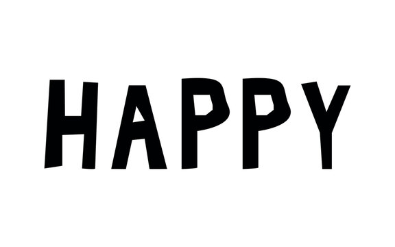 happy. lettering. title. black. the letters. schatye. joy. fun. pattern. vector. on a white background.
