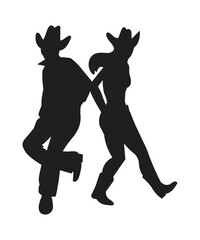Country Icon Silhouette Illustration. Western Dance Vector Graphic Pictogram Symbol Clip Art. Doodle Sketch Black Sign.
