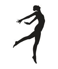 Silhouette ballerina. Beautiful drawing ballerina. Realistic black silhouette of a dancer. Vector Stock illustration isolated on white background.