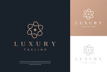 Inspiring Fancy Flower Design Luxury Shield Pro Logo Template
