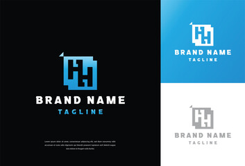 set Creative Letter HH Monogram Logo Design Icon Template White and Black Background
