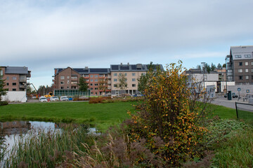 Fototapeta na wymiar 6 Oktober, 2023. Kronandalen area in Lulea, Norrbotten Sweden. The area will be the newest and biggest residential area in Lulea.