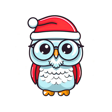 cute owl dressed as santa claus on christmas, christmas owl png