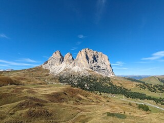 Naklejka premium Beautiful landscape of Italian dolomites-with mountain meadows,lakes and rocky and sharp mountain tops,Dolomite Alps mountains, Trentino Alto Adige region, Sudtirol, Dolomites, Italy