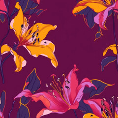 Elegant seamless pattern with lilies