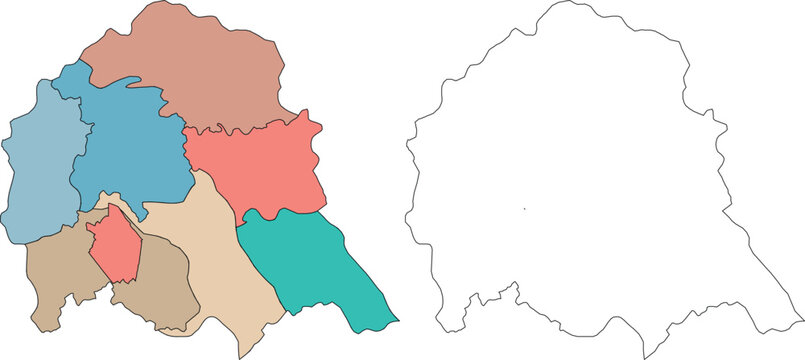 District of Bulandshahr in the North Indian State of Uttar Pradesh, Republic of India. Vector map with filled area, and Stroke outline area.