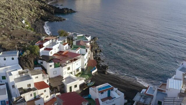 Aerial view of the small village of El Varadero on the coast of Tenerife island