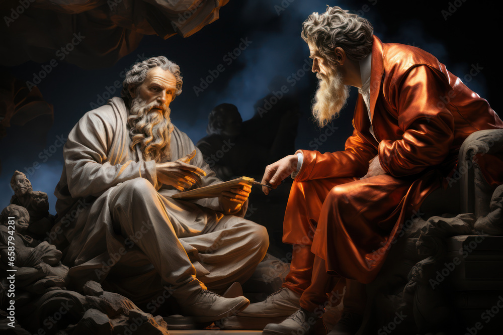 Aufkleber a socratic dialogue in progress, illustrating the art of philosophical discourse and questioning. co