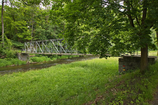 Footbridge over the river Divoka Orlice in Zamberk, Pardubice Region, Czech Republic, Europe
