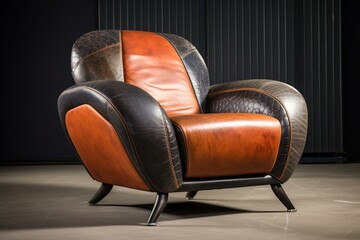 stylish leather armchair in matching tones. Generative AI