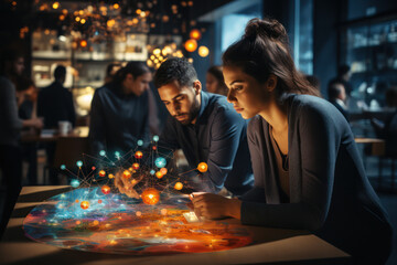 A diverse group of people working together, emphasizing social progress and collaboration. Concept of social cohesion. Generative Ai.