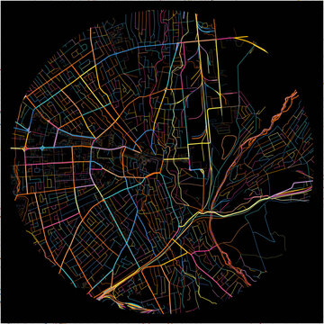 Colorful Map of Taraz, Jambyl Province with all major and minor roads.