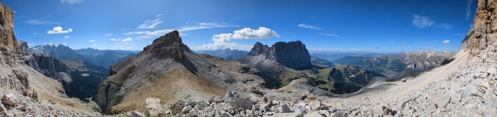 Beautiful landscape of Italian dolomites-with mountain meadows,lakes and rocky and sharp mountain...