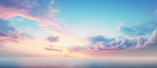 Naklejka na ściany i meble Gorgeous serene moment captured Sky clouds water ocean sunset With copyspace for text