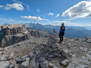 Fototapeta premium Beautiful landscape of Italian dolomites-with mountain meadows,lakes and rocky and sharp mountain tops,Dolomite Alps mountains, Trentino Alto Adige region, Sudtirol, Dolomites, Italy