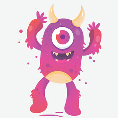 monster halloween collection one-eyed horned monster