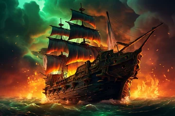 Foto op Canvas A top-notch pirate ship wallpaper, ideal for crypto experts, in ultra-high definition with vibrant colors. Generative AI © Donald