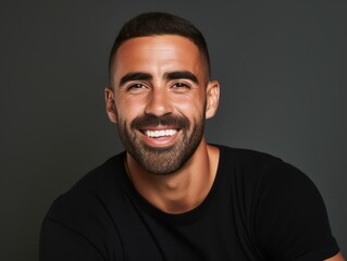 Fototapeta premium Happy european man in casual clothing against a neutral background