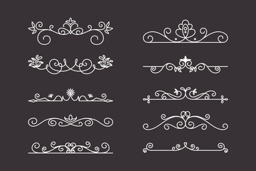 Vector Decorative Linear Dividers Set. Vintage Frame Design Elements, Filigree, Decorative Borders, Page Decorations, Dividers Isolated