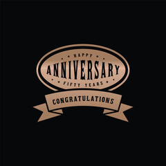 Happy Anniversary lettering text banner, black color. Vector illustration.

