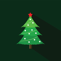 Vector christmas tree isolated on transparent background. Beautiful shining Christmas tree with decorations - balls, garlands, bulbs, tinsel and a golden star at the top. 