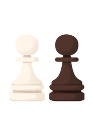 White and black pawn chess figure for table board game vector illustration isolated on white background