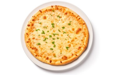 Tasty Cheese Pizza on the White Plate Fast food Background ai generated