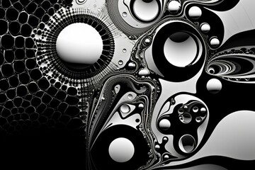 Abstract art design, black and white background. Generative AI