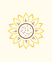 Sunflower Doodle Flower Vectors yellow sunflower. Sunflower silhouette text frame Isolated on white background.