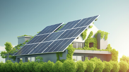 Fototapeta premium Green House energy, solar energy panels. Environmental, Social, Ecology concept