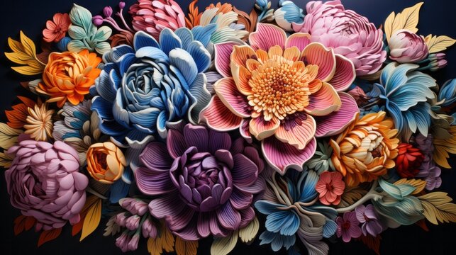 Colorful Floral Fabric Textiles; Web Background; Wallpaper