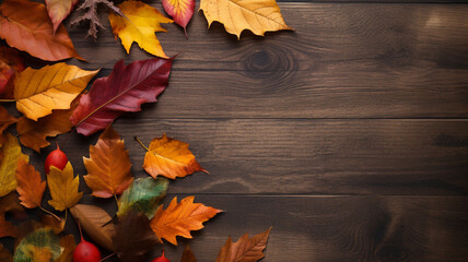 Naklejka na ściany i meble Fall theme background art, autumn colors and leaves