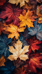 Naklejka na ściany i meble Fall theme background colorful autumn leaves pattern