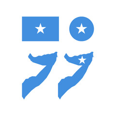 Somalia national map and flag vectors set....