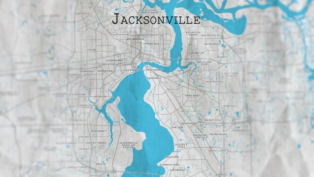 Jacksonville, USA Paper Travel Map, Slider Shot