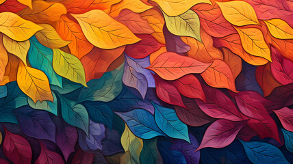 Fall theme background colorful autumn leaves pattern