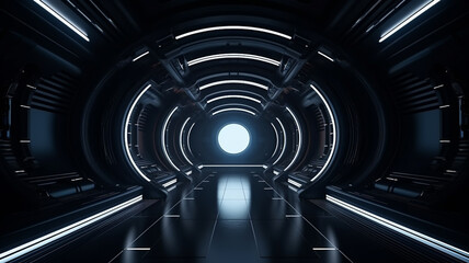 Abstract 3d wireframe futuristic geometric tunnel background