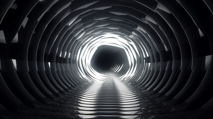 Abstract 3d wireframe futuristic geometric tunnel background