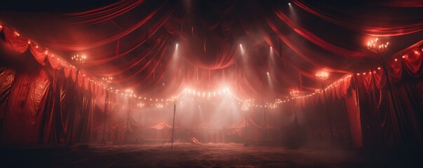 Retro syle circus tent in red and white colors - obrazy, fototapety, plakaty