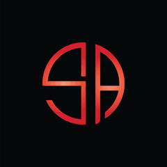 Modern letter SA logo design template with black background
