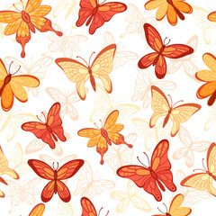 Seamless pattern Colorful butterfly insect cartoon style animal design vector illustration on white background