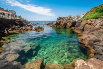 Fototapeta na wymiar Picturesque Madeira Island, idyllic natural pools in Porto da Cruz village. Popular tourist spot in Portugal. Generative AI
