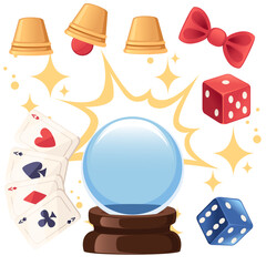 Seamless pattern Transparent blue magic ball on wooden stand vector illustration on white background