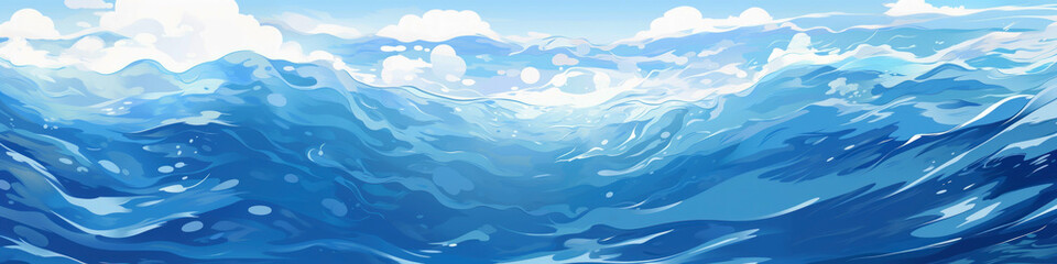 Abstract illustration of stormy ocean or sea water waves
